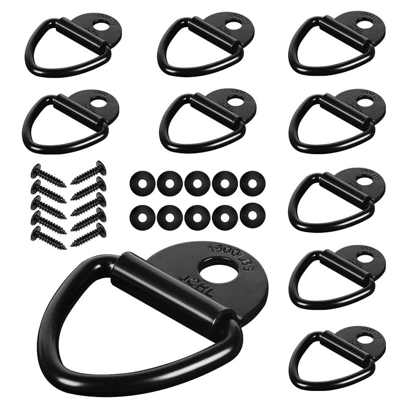 JCHL Cargo Tie-Down Anchors, 10PCS V-Ring 2" Diameter Steel V-Ring Bolt On Trailer Anchor for Cargo on Trucks Pickups Trailers Flush Mount TieDown Anchor - Image 1